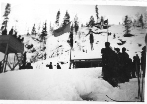 Backhoppning, Lillberget, Arvidsjaur, 1940-tal.