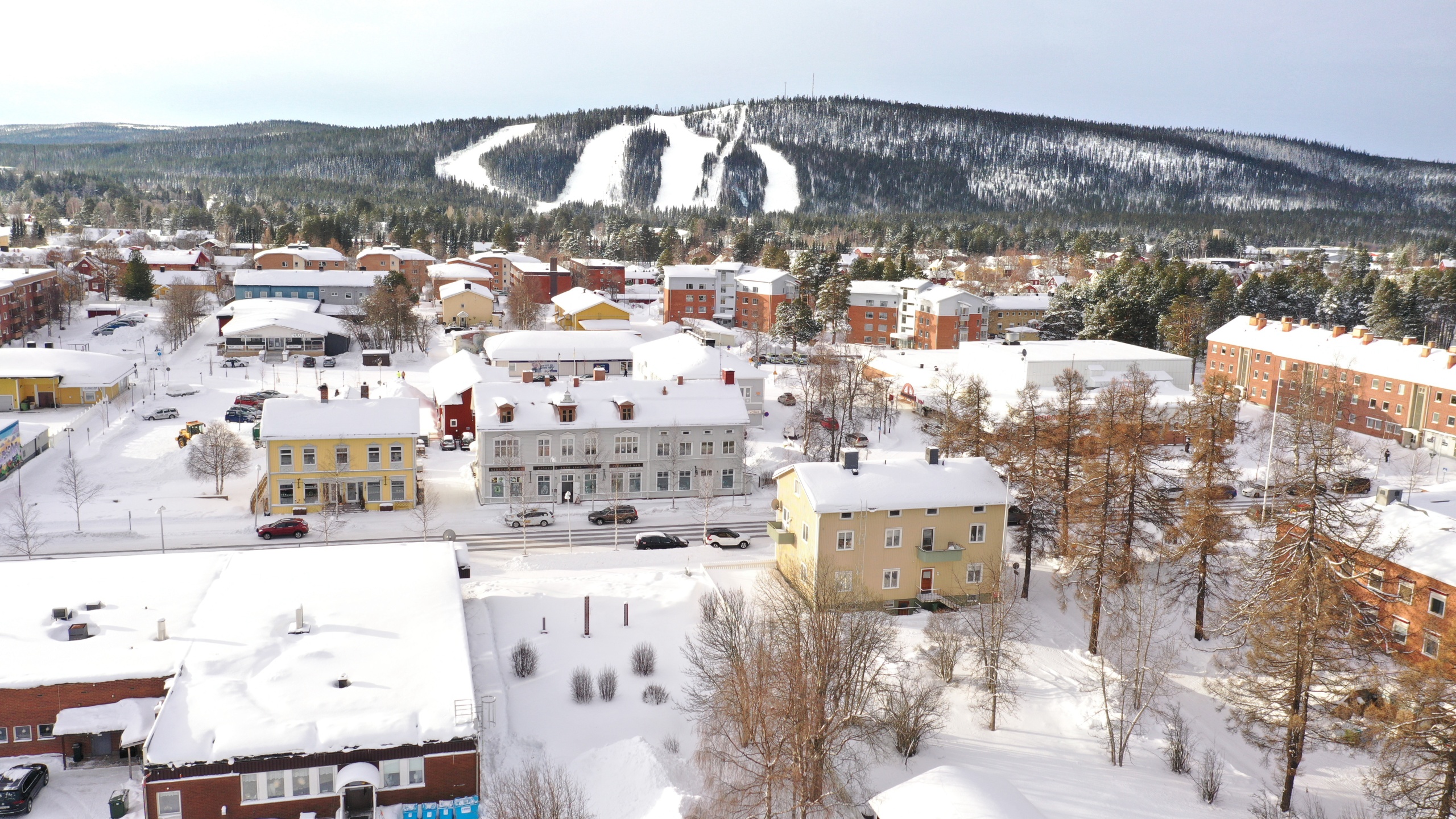 Prästberget, drönare, vy, Storgatan, Sjöbergs hus,