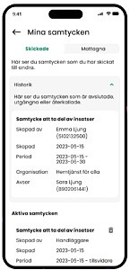 Relate-app, anhörig-app