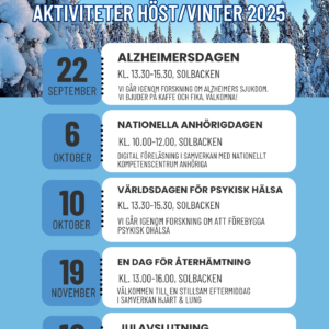 Aktiviteter anhörigstöd hösten/vintern 2025