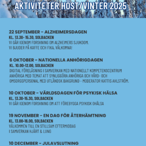 Aktiviteter anhörigstöd hösten/vintern 2025