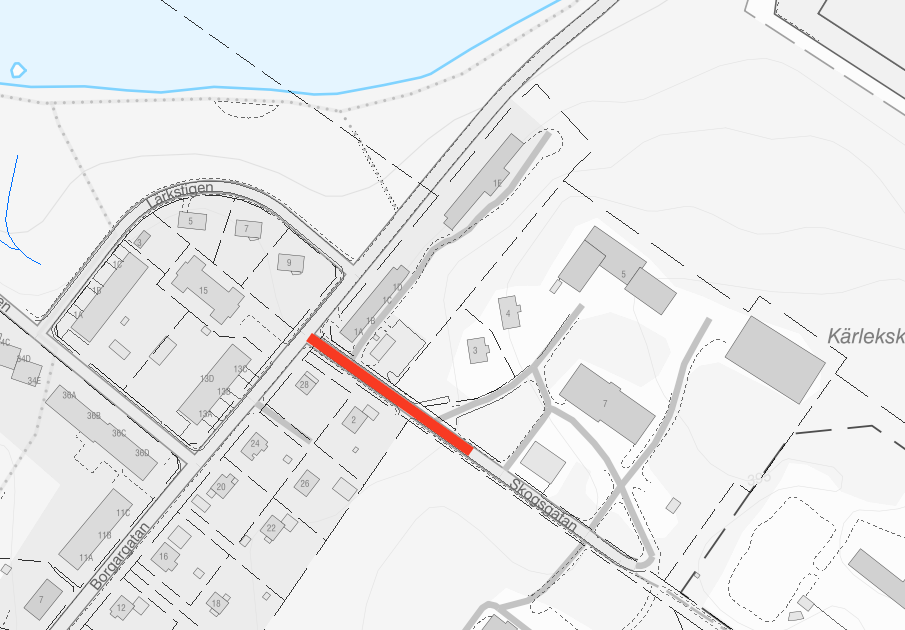 Vägarbete på Skogsgatan vecka 37